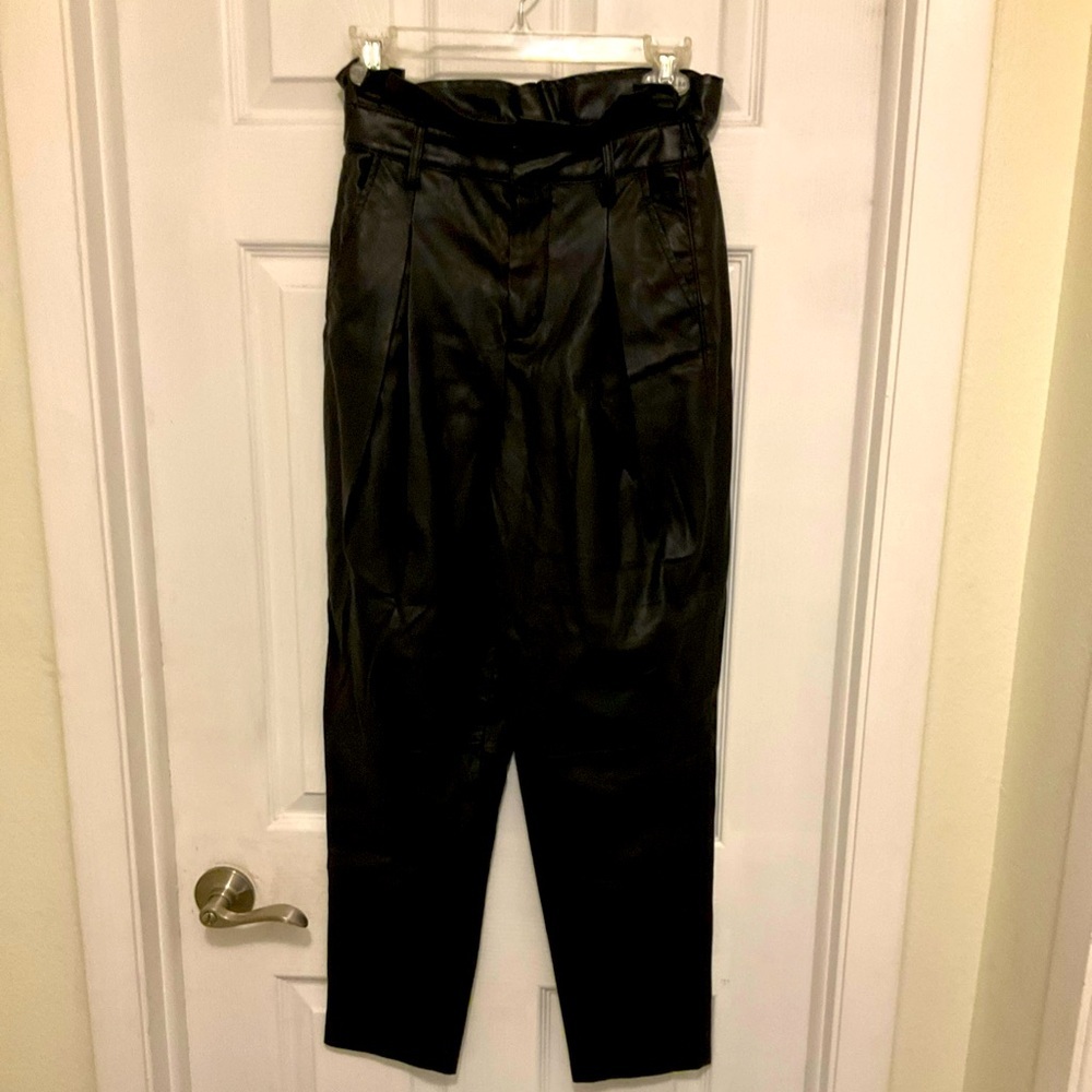 Blank Nyc Women Dark Secrets Faux Leather Paperbag Waist Pants Size 27